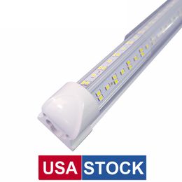 USALIGHT AC85-265V 25PCS LED Shop Light, Tube 4FT 8FT 144W 14400LM 6000K, Cold White, V Shape, Clear Cover, Hight Output, Linkable Lights Stock in Los Angeles