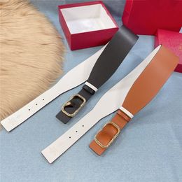 Fashion New Letter Buckle Leather Belts Women's Wide Version with Skirt Suit Coat Waist Seal