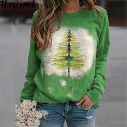 Fashion Christmas Tops Long Sleeve O Neck Bottoming Sweatshirt Women Sale Casual Tree Print Streetwear Top 210513