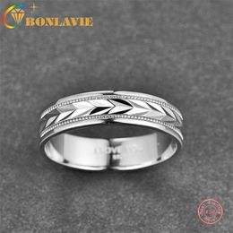 BONLAVIE 928 Pure Silver Ring 6mm Men Polished Wedding Jewellery Accessories Gifts Wholesale 211217