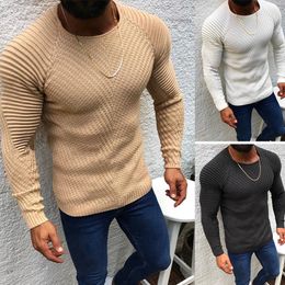 Autumn Winter Pullover Sweaters Men O-neck Solid Colour Long Sleeve Knitwear Slim Men's Sweater Pull Male Clothing MY279