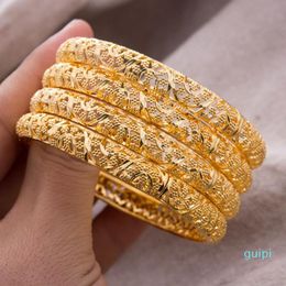 Bangle 24K Luxury Gold Bangles For Women Wedding Bride Bracelets Color Jewelry Middle East African Gifts