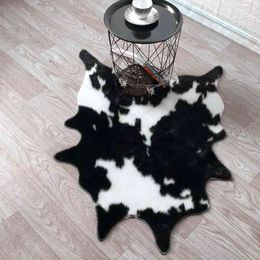 Hot Simulation Cow Modern Style Irregular Rug for Bedroom Living Room Home Daily necessities Carpet Floor mats LAD 210330