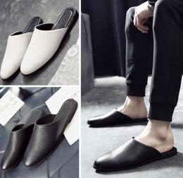 Fashion Casual Men Shoe Flats Summer Slides Outside Sandals Beach Work Slippers Soft Leather Flip Flop Shoes Designer