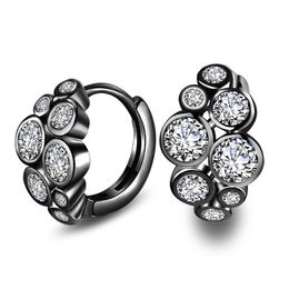 Women's Fashion Luxury Shiny Hoop Earrings Black/White Crystal Zirconia Stone Small Huggies Charming Ear Piercing Jewelry Gifts & Huggie