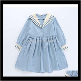 Baby Clothing Baby Maternity Drop Delivery 2021 Dresses 110160 Cm Teenager Girls Longsleeved College Kneelength Style Navy Collar Spring Autu