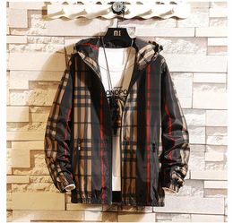 Men's plaid jacket spring and autumn 2021 new Korean style trendy casual jacket men's student hooded top