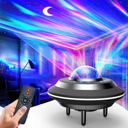 Northern Lights LED Star Projector with 8W BT Speaker Moon Stars Projection Night Light for Kids Bedroom with Remote Control Stereo Portable Loudspeaker Lamp