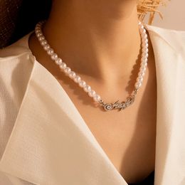 Elegant Pearl Stone Wing Angel Clavicle Chain Choker Necklace for Women Charms Silver Colour Wedding Jewellery Collar