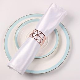 Napkin Rings 12PCS/hollow Triangle Rose Gold Ring Table Top Decoration For El Reception Wedding Banquet Holiday Party