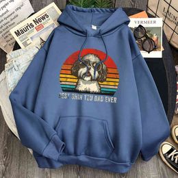 Best SHIH TZU Dad Ever Print Hoodies Man Long Sleeve Pocket Harajuku Hooded Streetwear Vintage Hoody Top Anime Punk Sweatshirts H1227