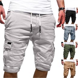 Men's Shorts Green Cargo Summer Bermudas Male Flap Pockets Jogger Casual Working Army Tactical 210806