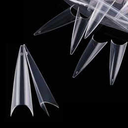 2021 new 600pcs/set Extra Long Point Acrylic Stiletto False Nail Tips Gel Salon Half Cover Tip Nails