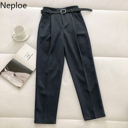 Neploe New Spring Women Harem Pants High Waist Loose Formal Elegant Trousers Office Lady Korean Sweatpants with Belt 4H114 210422