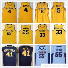 -NCAA Michigan Wolverines College 5 Jalen Rose Basket Plackys 41 Glen Rice 4 Chris Webber 25 Juwan Howard 33 Jason Williams Gators Florida Gators Cucitato