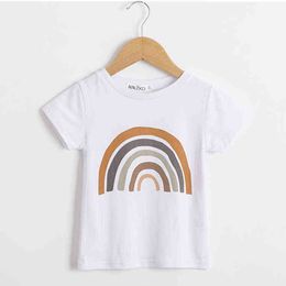 Spring/Summer Clothes For Baby Girl Short Sleeve O-neck T-Shirt For Little Boy Rainbow Letter Fancy Birthday Party Cloth For Kid G220223