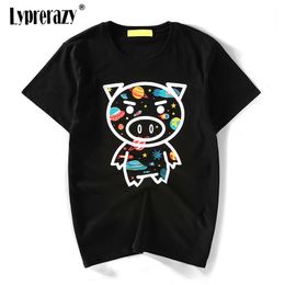 Men/Women Fashion Streetwear Hip Graffiti Space Pig Printed T-shirt Cute Cartoon TEES