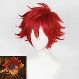 Anime SK8 the Infinity Reki Cosplay Wig Red Hair Men Short Curly Headwear Halloween Carnival Party Props + Wig Cap