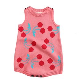 Infant Knitted Overalls Autumn Rainbow Cherry Rompers Princess born Baby Clothes Kids Girls Boys Jumpsuit 210417