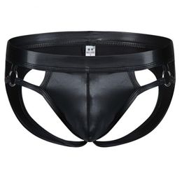 Underpants Man Underwear Sexy Faux Leather Open BuGay Men Briefs Gay Funny Backless Jockstrap