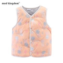 Mudkingdom Autumn Winter Warm Jacket For Kids Printed Children Coats Outerwear Sleeveless Clothes Down Vest Baby Girl 210615