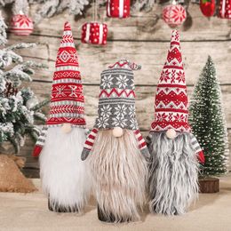 Gnome Faceless Doll Christmas Red Wine Bottle Cover knitting Long Beard Beer Champagne Bottles Covers Home Xmas Festival Party Table Dinner Decorations HY0185