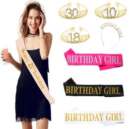 Happy Birthday Sash 16/18/21st/30/50/60th Birthday Girl Sashes Rose Gold Party 