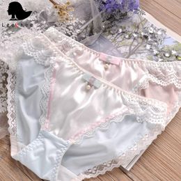 Japanese Cute Mori Girls Panties Low Waist Underpants Bow Intimates Briefs Sweet