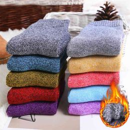 5Pairs Winter Wamer Women Thicken Thermal Wool Cashmere Snow Socks Seamless Terry Boots Floor Sleeping Socks for Mens 210720