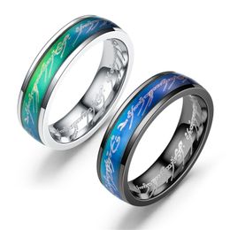 6mm mood ring man's temperature Colour changing titanium steel rings size 6-11#