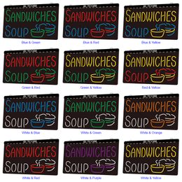 TC1358 Sandwiches Soup Bar Light Sign Dual Color 3D Engraving