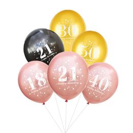 Party Decoration 10pcs 12inch Gold Black Rose Latex Balloons 21 30 40 50 Years Happy Birthday Decorations Adult Helium Balloon