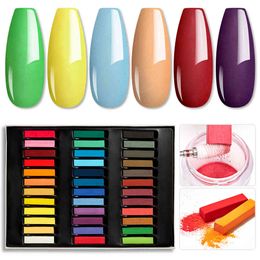 36 Colours Dyed chalk Stick Acrylic Dip Bright Pigment Dust Powder DIY Nail Art Decoration Set