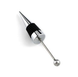 Bar Tools Fancy Gadget Add a bead Jewellery Rhinestone Lampwork Decorative Beaded Wine Bottle Stopper Zinc Alloy Silver Beaded SN4008