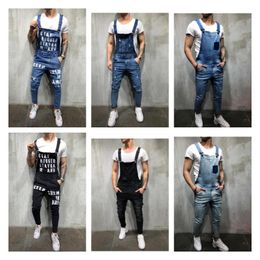 Men's Ripped Jeans Jumpsuits Streetwear Distressed Denim Overalls For Man Suspender Pants Size S-XXXL Salopette Uomo high quality