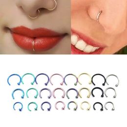 Fashion Trendy Nose Rings Body Piercing Jewelry Stainless Steel Hoop Ring Earring Studs Fake