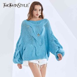 Oversized Sweater For Women O Neck Lantern Long Sleeve Knitting Pullovers Casual Sweaters Female Fall Clothing 210524