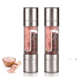 new2 In 1 Pepper Manual Grinder Stainless Steel Salt and Pepper Grinder 200ml Spice Mill Grinder with Adjustable Coarseness EWE7420