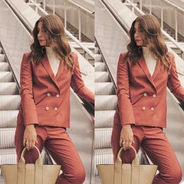 Street Shot Blazer Suits Double Breasted Long Sleeve Leisure Office Lady Outfits Evening Party Wedding (jacket+pants)