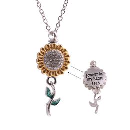 Collana di cremazione di girasole dorato all'ingrosso, pendente di ceneri, per commemorare la famiglia deceduta o pet-forever nel mio cuore