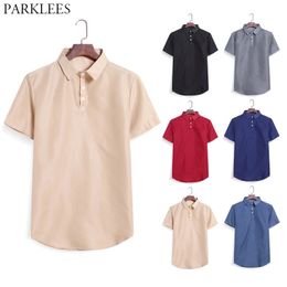 Solid Mens Polo Shirts Cotton Button Down Polo Shirt for Men Casual Slim Fit Mens Short Sleeve Summer Shirts Homme 3XL 210524