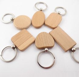 Simple Style Wood Keychains Car Keyrings Round Square Heart Rectangle Shape Key Pendant DIY Wooden Keychain Handmade Gift