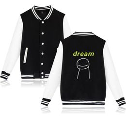 Herren Hoodies Sweatshirts Hip Hop Dream SMP Dreamwastaken Knöpfe Baseball Uniform Jacken Streetwear Harajuku Sweatshirt Merch Hoodie Spaß