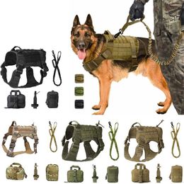 Adjustable Tactical Service Dog Vest Training Hunting Molle Nylon Water-resistan Military Patrol Harness with Handle 211022