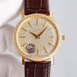Luxury Watches Altiplano G0A38140 18K Gold Diamonds Miyota 9015 Automatic Mens Womens Watch Pave Diamond Dial Leather Strap Ladies Gents Wristwatches