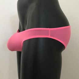 Underpants Mens Sexy Transparent Ice Silk Bikini Briefs Underwear Thong G-String T-Back Seamless Breathable Pantie Low Waist Soft