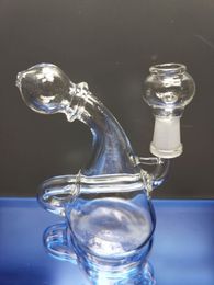 New Arrival Clear Triangle Pot Bongs With Recycler Dab Rig Cheap Smoking Pipe 10mm Joint Glass Bong zeusartshop