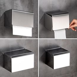 Tissue Boxes & Napkins Non-perforated 304 Stainless Steel Square Box Toilet Paper Drawer Holder Waterproof Roll