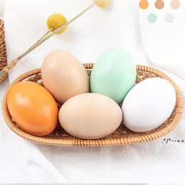 Easter Eggs Party Favor Children DIY Handmade Painted Graffiti Wooden Simulation Egg Easter Decorations RRE13162