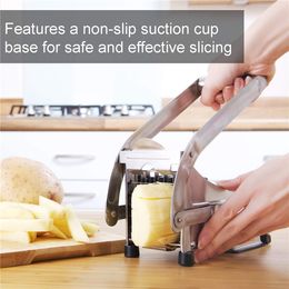 French Fry Cutter with 2 Dlades Stainless Steel Potato Slicer Chopper Chipper for Cucumber Carrot Kitchen Vegetable Tools DO
